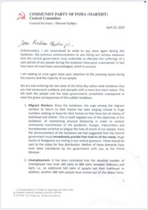 yechury letter 26 apr